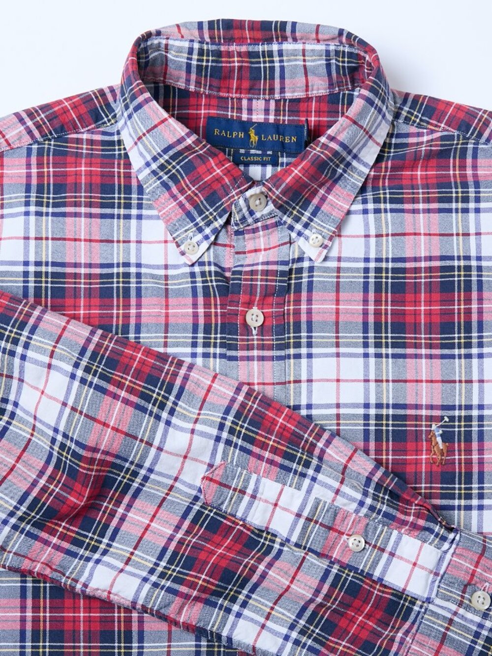 Ralph Lauren Flesh Pony Classic Fit Long Sleeve Plaid Casual Button Up Shirt L
